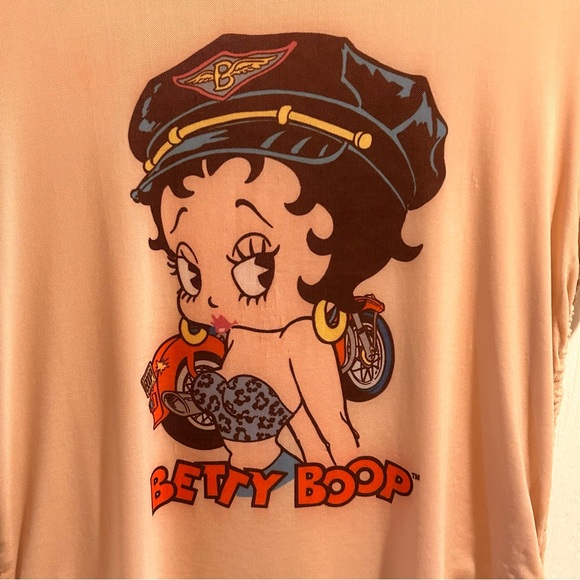 Betty Boop Sheer Women’s Short Sleeve Side Draw-String Top Size X-Large - Picture 3 of 6